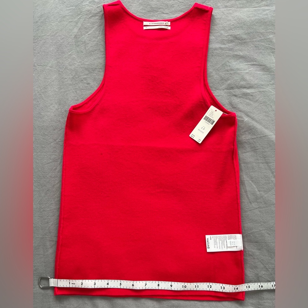 Anthropologie High Neck Tank Top Shirt Womens L LP Petite Neon Pink Red Coral - Picture 9 of 16